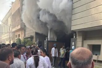 A massive fire broke out in the house of a hosiery businessman in Ludhiana,