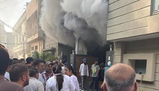 A massive fire broke out in the house of a hosiery businessman in Ludhiana,