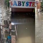 Houses and shops submerged in water in posh areas,