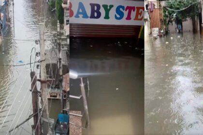 Houses and shops submerged in water in posh areas,