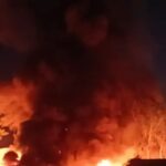 A massive fire broke out in a rubber factory warehouse in Jalandhar, causing panic due to the high flames.